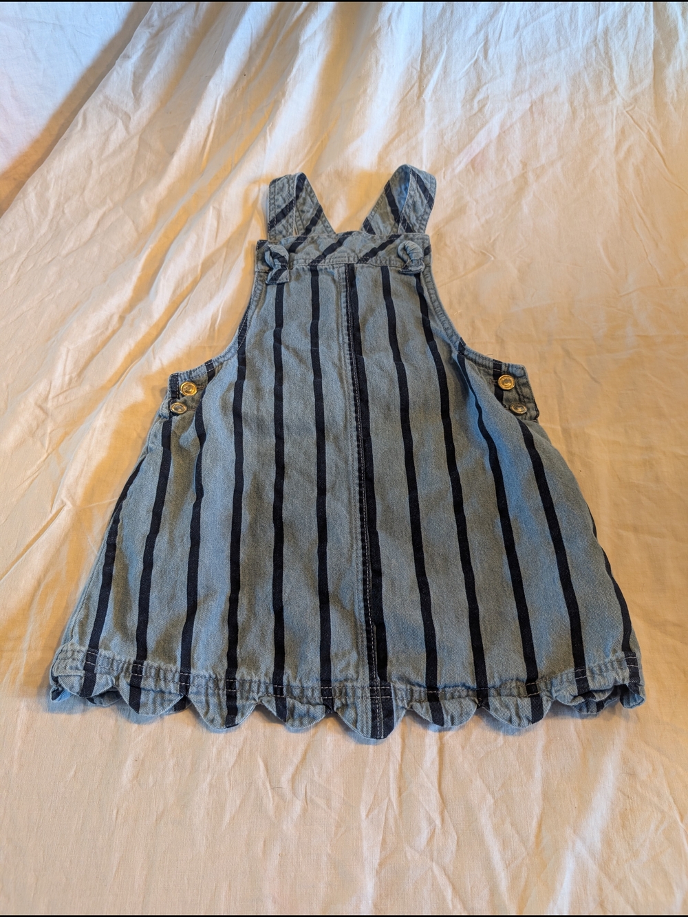 2/20$ Vintage Blue and Navy Striped Denim Overall Dress